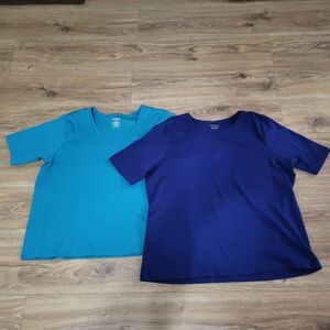 L.L. Bean Kids' Aqua and Navy Short Sleeve Tees